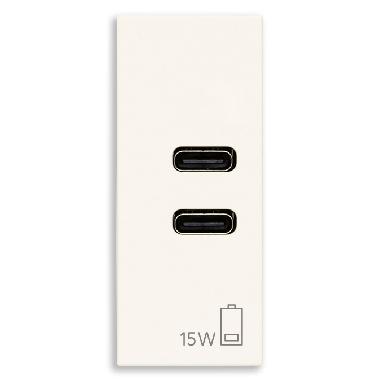 Vimar Linea 30292.CCB Alimentatore USB C+C 15W 3A 5V bianco product photo Photo 01 3XL