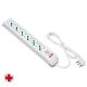 Multipresa 1,5m 3G1 S17 6P40, con interruttore, antibatterica, bianco product photo Photo 01 2XS