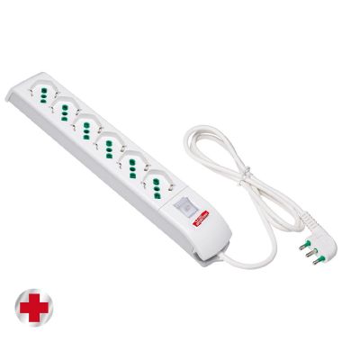 Multipresa 1,5m 3G1 S17 6P40, con interruttore, antibatterica, bianco product photo Photo 01 3XL
