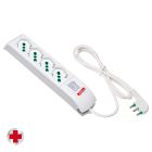 Multipresa 1,5m 3G1 S17 4P40, con interruttore, antibatterica, bianco product photo