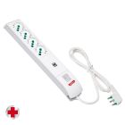 Multipresa 1,5m 3G1 S17 4P40+2USB, con interruttore, antibatterica, bianco product photo