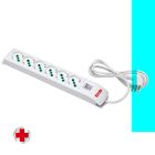 Multipresa 1,5m 3G1 S11 6P40, con interr.di sovraccarico, antibatterica, bianco product photo