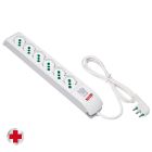Multipresa 1,5m 3G1 S17 6P40, con interruttore, antibatterica, bianco product photo