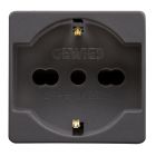 Presa standard italiano/tedesco 250v ac - 2p+t 16a bivalente - p40 - 2 moduli- system black product photo