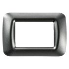 PLACCA TOP SYSTEM - IN TECNOPOLIMERO FINITURA LUCIDA - 3 POSTI - ARDESIA METALLIZZATO - SYSTEM product photo
