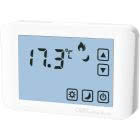 VELUS TOUCH BIANCO Termostati digitali da parete con display touch, funzione riscaldamento/condizionamento, due livelli impostabili, 2 batterie 1.5V product photo